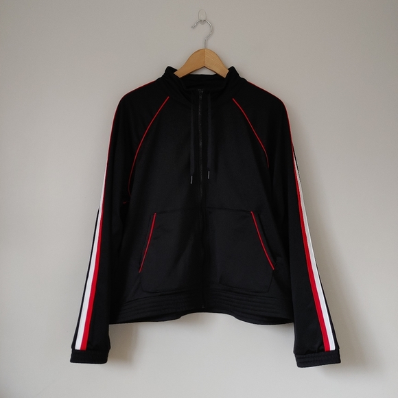 GAP Gapfit Track Jacket Zip-Up Sweatshirt Stripe Black Size XXL - Picture 5 of 16